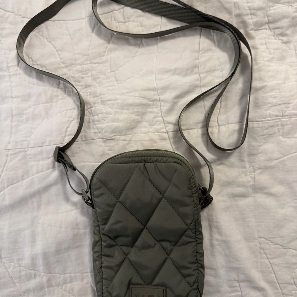 Vera Bradley Quilted Olive Green Crossbody Phone Bag